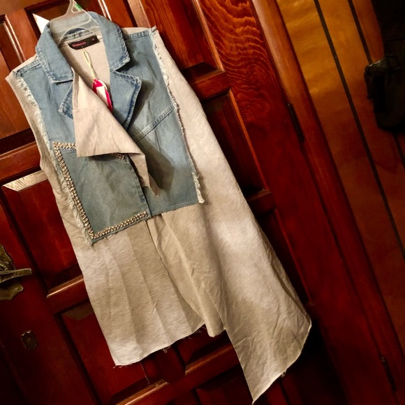 New NWT long sleeveless denim jacket or vest  size M/L - Picture 10 of 16